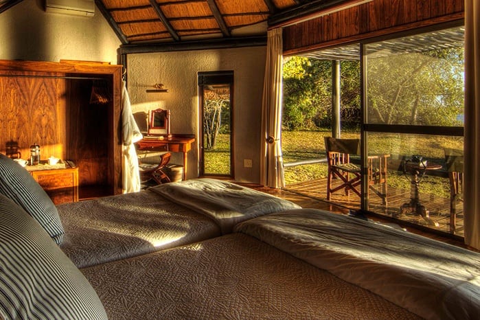 Rooms at Chobe Savanna Lodge overlook the Chobe National Park