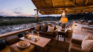 Sunset, sunrise over the waterways of the botswana okavango; peace; unwind; calm