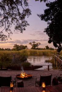 Your exclusive use firepit for a few days stay at Nxamaseri Island Lodge. Book with Think Africa Travel