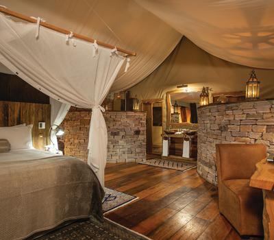 A family tented bedroom at Tembo Plains