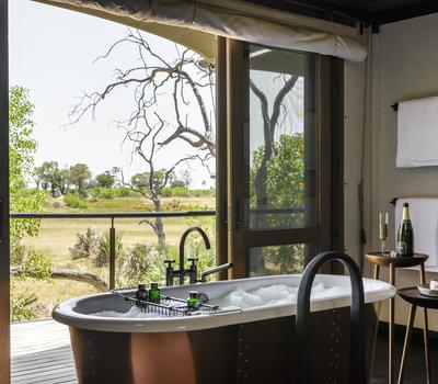 A view from your bathroom suite when you stay at Xigera Luxury Lodge