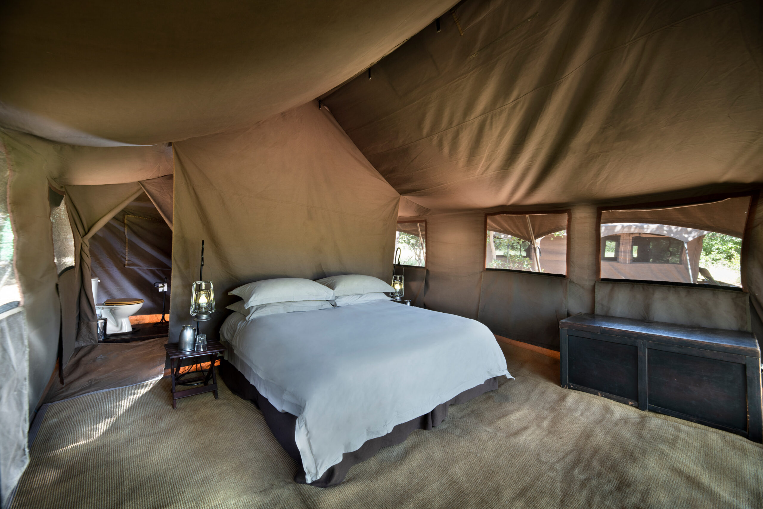 Botswana-Chobe-National-Park-Savute-Under-Canvas-guest-tent-bedroom-bathroom-view-High-Resolution-Width=5000px