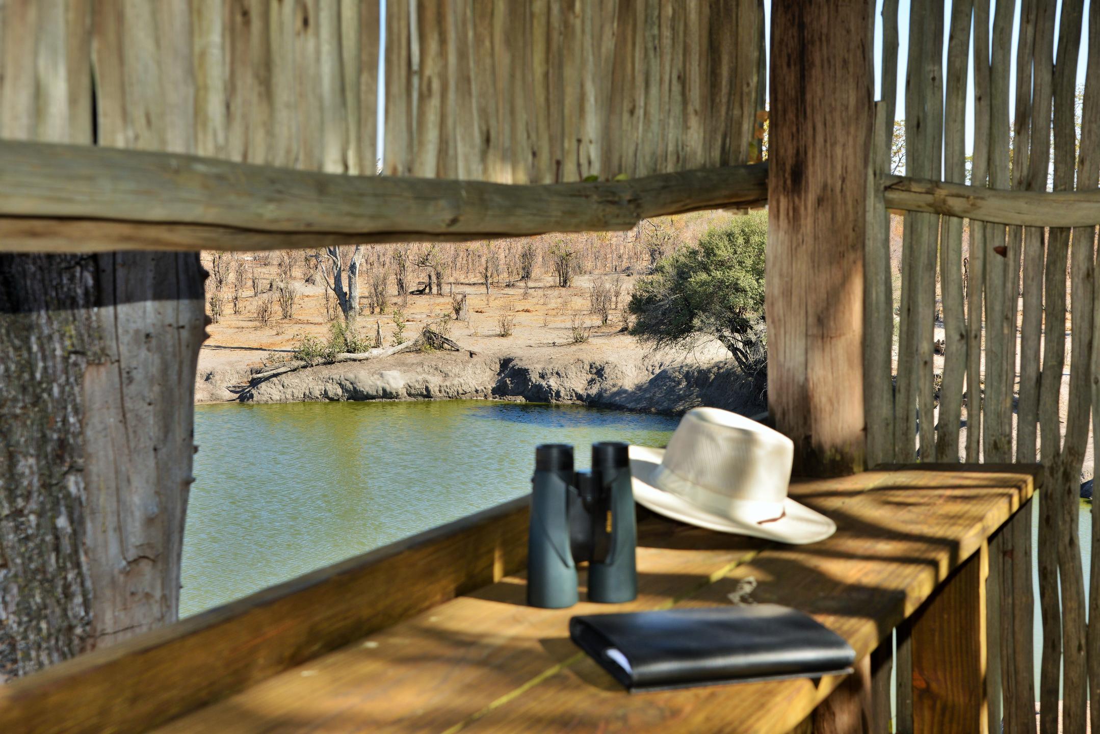 Wildlife gathering at Nogatsaa waterholes Chobe